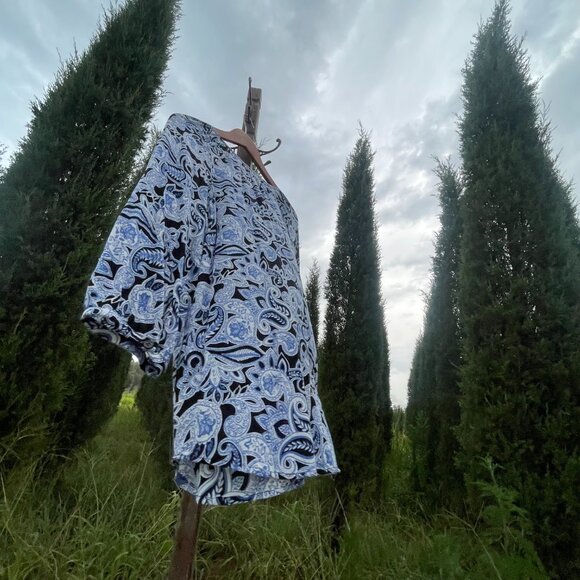 Women's Medium Will Smith Blue Paisley Tunic - Picture 15 of 16